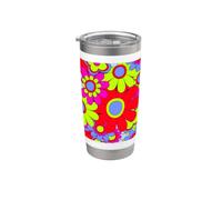 Motif marguerite rétro coloré Gobelet isotherme en acier inoxydable double paroi