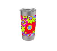 Motif marguerite rétro coloré Gobelet isotherme en acier inoxydable double paroi