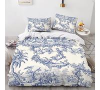 Motif of Toile De Jouy Housse De Couette Avec Taies D'oreiller Parure De Lit Adult Avec Fermeture Éclair Parure Housses De Couettes Microfibre 3 Pièces Pour Garçon Et Adolescent Double（200x200cm）