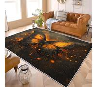Motif Papillon en Flamme Tapis Antidérapant en Flanelle Doux à Poils Courts 180x240 cm Dessous en TPR, Lavable en Machine, Facile d’Entretien, Brun Tapis de Décoration Intérieure
