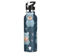 Motif RéPéTitif Ours Mignon Bouteille d'eau pour Enfants en Acier Inoxydable,Gobelet Isotherme Sous Vide pour Filles Garçons