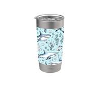 Motif requins dessinés à la main Gobelet isotherme en acier inoxydable double paroi