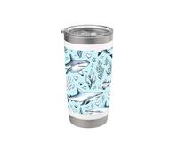 Motif requins dessinés à la main Gobelet isotherme en acier inoxydable double paroi