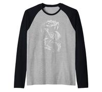 Motif Serpent en Spirale Style Tatouage Vintage Manche Raglan