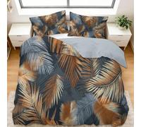 Motif Simple De Texture De Feuille De Palmier 3D Imprimé Housse de Couette Parure de Lit 2 Personnes 220 x 240 cm, Gris Microfibre Ensemble de Literie avec Housses de Couettes Taies d'oreillers