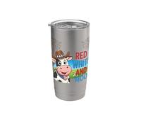 Motif vache patriotique rouge blanche et moo pour le 4 juillet 250 ans Gobelet isotherme en acier inoxydable double paroi