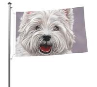 Motifs imprimés représentant un adorable West Highland Terrier ; drapeaux de jardin personnalisés de 90 cm x 60 cm avec œillets.
