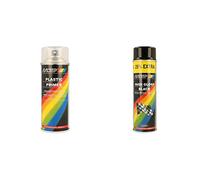 Motip Apprêt pour Plastiques - 400ml, Transparent & Rallye Peinture - Noir brillant - 500ml