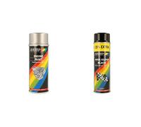 Motip M04093 Peinture pour moteur - Aluminium - 400 ml & Rallye Acrylique Peinture - Noir Brillant - 500ml