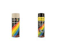 Motip Mastic pulvérisable - 400ml, Beige & Rallye Acrylique Peinture - Noir Brillant - 500ml