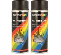 Motip - Peinture Noir Mat - MT4031 - Résitant À La Chaleur & À L'Essence - Excellente Adhérence - Haute Qualité - 400ml (Lot de 2)