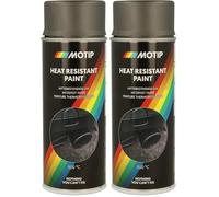 Motip Peinture Thermorésistante Bombe Aérosol Spray de Peinture Résistante à la Chaleur Auto Moto - Gris Anthracite Foncé - 400 ml - Ref. 4030 (Lot de 2)