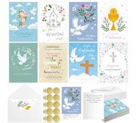 Motipuns Lot de 24 cartes de confirmation religieuses en vrac avec message assorti et verset de la Bible - Cartes de vœux inspirantes avec enveloppes pour cadeaux chrétiens et baptême