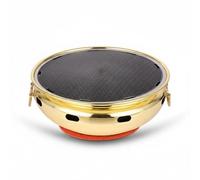 MotiveTech Barbecue Coréen Grill Plaque Fumoir Plancha + Gril + Brasero Acier Inox Système d'Eau Anti-fumée Rétention de Chaleur Distribution Uniforme Cuve, Gold, 3-Layer Steel Pan