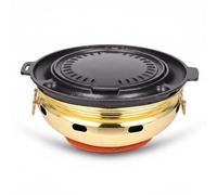 MotiveTech Barbecue Coréen Grill Plaque Fumoir Plancha + Gril + Brasero Acier Inox Système d'Eau Anti-fumée Rétention de Chaleur Distribution Uniforme Cuve, Gold, 380 Outer A Core