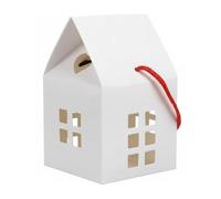 MotiveTech Boîte Cadeau avec Poignée Boîte Maisonnette Coffret Friandises Emballage Pâtisserie en Papier Karton avec Détail Cœur Adaptée aux Mariages, Carton Blanc