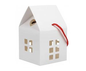 MotiveTech Boîte Cadeau avec Poignée Boîte Maisonnette Coffret Friandises Emballage Pâtisserie en Papier Karton avec Détail Cœur Adaptée aux Mariages, Carton Blanc