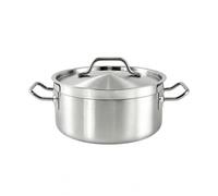 MotiveTech Casserole En Acier Inox 304 Fond Composite Cches Pot à En Acier Inoxydable Finition Métal Brossé Marmite Poignées Latérales, 32x12CM