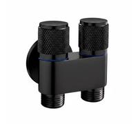 MotiveTech Diviseur de Débit en Laiton Robinet Répartiteur Double Voie Connecteur Tuyauterie T en Cuivre Économie d'Espace Montage, Noir, Double Sortie D Eau, Alliage, Moletage Litchi