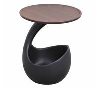 MotiveTech e Table D'appoint Ronde Gain Place Table D'appoint Compartiment Rangement Stable pr Chambre à Ccher, Angle Lecture, Noir
