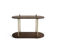 MotiveTech Étagère Bureau à 2 Rectangulaire Support Rangement à 2 Robuste pour Coiffeuse, Noyer, Deux Niveaux, Coins Carrés, Modèle Long