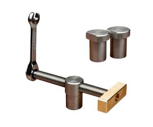 MotiveTech Étau de Bureau Serrage Étau Serre-joint Pince Structure Acier Inoxydable et Laiton avec Pièces Usinées CNC pour, Naturel, 20mm Étau De Table + 2 Chevilles De Table, Couleur Naturelle