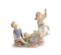 MotiveTech Figurine avec Socle Fleuri Lisse Figurine Couple Élégante Statue avec Socle pour Collectionneurs