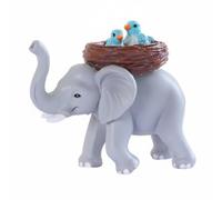 MotiveTech Figurine de Jardin Éléphant Oiseaux Statue Ornement Sculpté Résine Peinte à la Main Décoration Animaux avec Nid Texture Détaillée Compacte Suitable, Éléphant avec Oiseaux Jaunes