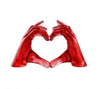 MotiveTech Figurine Geste Résine Sculpture Main Cœur Statue Ornement Décoratif Objet de Table Autoportant Design Moderne Texture Lisse Adapté aux Étagères, Rouge