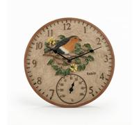 MotiveTech Horloge Murale Extérieure Décorative Jardin Terrasse Pendule Murale Résine Motif Oiseau Feuillage Étanche IP44 Chiffres Visibles Adaptée Pergola Séjour