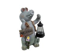 MotiveTech Lampe Décorative Extérieure Statue Crocodile Lanterne Solaire Figurine Jardin Résine Led Automatique Lumière Crépuscule Aube Résistance Météo Couleurs , Gris