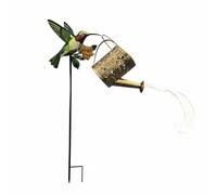 MotiveTech Lampe Solaire Extérieure Arrosoir Lanterne Jardin Décor Oiseau Éclairage Photovoltaïque Métal Forgé avec Tuteur et Découpe Ornementale Adapté aux Parterres Sentiers Bordures