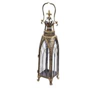 MotiveTech Lanterne Vintage Nord-Africaine Porte-Bougie Lanterne Décoration Lanterne Métal Lanterne Verre Silhouette Haute Étroit avec Finition Bronze Adaptée aux Comptoirs Rebords Lecture Studio