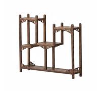 MotiveTech Meuble Présentoir en Bois Sculpté à, Étagère De Style Chinois Nouveau, Modèle 08, avec Deux Niveaux Bas Et Un Niveau Central Haut. Dimensions 34x7.5x29.8cm.
