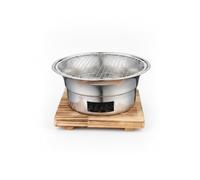 MotiveTech Mini e Charbon Portable, BBQ Table Compact en Métal, Gril Extérieur pour Camping & Balcon, Argent, Petit (24cm) avec grille en acier inoxydable et tapis de four