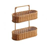 MotiveTech Panier Mural En Rotin Imitation Crochets Adhésifs Panier Tressé Suspendu Beige Clair Porte-Bagages Mural Tressé , Panier De Rangement Mural Rectangulaire À Un Niveau