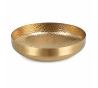 MotiveTech Plat Service avec Finition Dorée Texturé Plat Service Rond Résistant Au Ternissement Assiette Acier Inoxydable pour Cuisine, Doré, 30CM