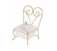 MotiveTech Plateau Carré pour Snacks Plateau Service Bonbons Coupelle Amandes Plat Table avec Armature Fer Doré Couvercle Acrylique Bouton Décor Bol Amovible, Moderne, Élégant, Forme De Chaise Carrée