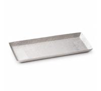 MotiveTech Plateau en Forme Bateau Texturé Plateau Décoratif en Aluminium Bas Corbeille à Fruits pour Console, 68 15.6 H6.5cm, Moderne, Argenté