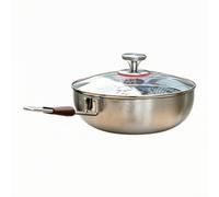 MotiveTech Poêle Multicouche Transparent Ustensile, Couvercle Poêle 26CM | Revêtement Antiadhésif, Sauteuse En Acier Inoxydable, Inox 316, Poêle avec Couvercle En Verre, pour Cuisine, Campeurs