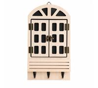 MotiveTech Porte-u Mural en Forme Fenêtre Robuste Porte-u Mural Étagère Sign Patère Jardinière pr Entrée, Couleur Bois