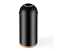 MotiveTech Poubelle Dôme Cylindrique Poubelle avec Ouverture Ronde Professionnelle Collecteur Déchets pour Restaurateurs, Café, 48L Noir Anneau Rose, 350 810MM
