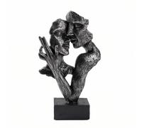 MotiveTech Sculpture en Résine Couple Abstrait Statuette Couple Romantique Statuette pour Couples, Mariés, Salon, Argent Antique, Moderne Et Simple