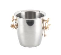 MotiveTech Seau à Glace en Acier Inoxydable Seau à Champagne avec Détails Floraux Récipient pour Professionnels du Secteur Hôtelier, Réception, Seau À Glace Prune Dorée