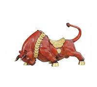 MotiveTech Statue Taureau Décorative Taureau Sculptures Figurine Décor Objet Décoration en Laiton Coulé Caractère Imposant Artisanat Soigné Évocation de Réussite, 22 Cm