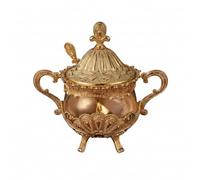 MotiveTech Sucrier avec Couvercle Style Européen Sucrier avec Deux Poignées Vintage Récipient pour Cuisine, Verre Doré, 101-200ml