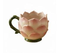 MotiveTech Tasse Décorative Fleurie Peinture Artisanale sur Céramique Motif Pétale en Relief Mug pour Café et Chocolat Adaptée à la Maison Bureau Ornement Intérieur, Lotus