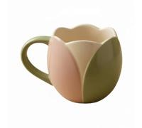 MotiveTech Tasse Décorative Fleurie Peinture Artisanale sur Céramique Motif Pétale en Relief Mug pour Café et Chocolat Adaptée à la Maison Bureau Ornement Intérieur, Tulip