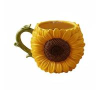 MotiveTech Tasse Décorative Fleurie Peinture Artisanale sur Céramique Motif Pétale en Relief Mug pour Café et Chocolat Adaptée à la Maison Bureau Ornement Intérieur, Sunflower