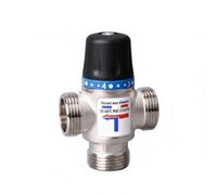 MotiveTech Vanne de Contrôle de Température Vanne Mélangeuse Thermostatique Robinet Mélangeur Dispositif Antibrûlure Module de Régulation en Laiton Nickelé avec, DN20 35-60℃